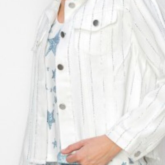 new ORIGMAI embellished jean denim jacket (4-colors) SM-2X classic rhinestones - Picture 14 of 16